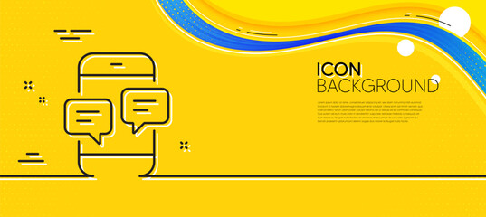 Poster - phone message line icon. abstract yellow background. mobile chat sign. conversation or sms symbol. m