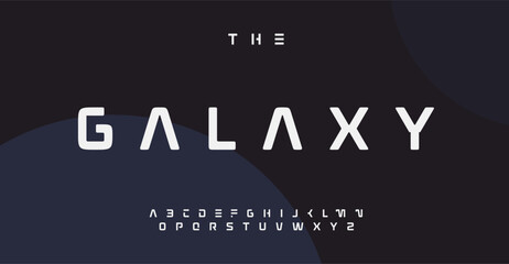 Leinwandbilder - Galaxy space alphabet, futuristic minimalist letters, hitech geometric font for electronic music Dj logo, EDM headline, HUD and GUI typography, cosmic game typo. Vector typographic design