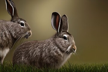Wall Mural - Rabbits on a png background created with. Generative AI