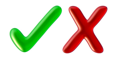 Poster - Check mark and cross sign icons in 3d render