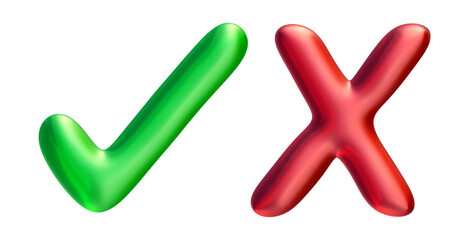 Poster - Check mark and cross sign icons in 3d render