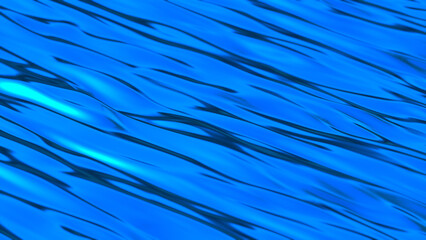 3d rendering of blue metal fabric silky waves background