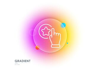 Aufkleber - Rate button line icon. Gradient blur button with glassmorphism. Best ranking sign. Rating symbol. Transparent glass design. Rate button line icon. Vector
