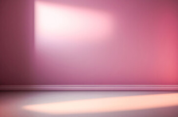 Leinwandbilder - Empty light pink wall with beautiful chiaroscuro. Elegant minimalist background for product presentation.