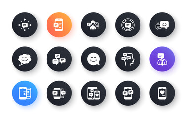 Poster - message and communication icons. group chat, speech bubble and sms. contact classic icon set. circle