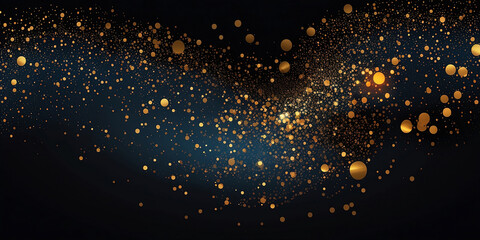abstract background with dark blue and gold particle. christmas golden light shine particles bokeh o