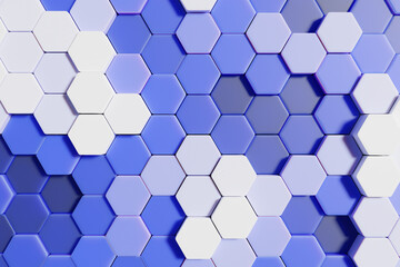 Poster - Hexagonal honeycomb. Mosaic abstract purple background.3d rendering