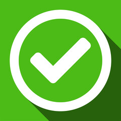 Poster - green yes or approved or accepted sign with checkmark tick and 3d shadow effect circle in square ico