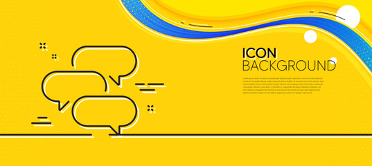 Poster - Talk bubble line icon. Abstract yellow background. Speech bubble sign. Chat message symbol. Minimal talk bubble line icon. Wave banner concept. Vector