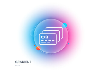 Poster - credit card line icon. gradient blur button with glassmorphism. bank money payment sign. non-cash pa