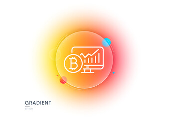 Poster - bitcoin graph line icon. gradient blur button with glassmorphism. cryptocurrency analytics sign. cry