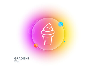 Aufkleber - ice cream cone line icon. gradient blur button with glassmorphism. vanilla sundae waffle cone sign. 