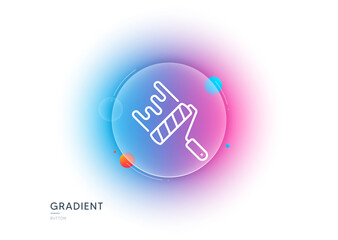 Aufkleber - paint roller line icon. gradient blur button with glassmorphism. wall roll brush sign. painter tool 