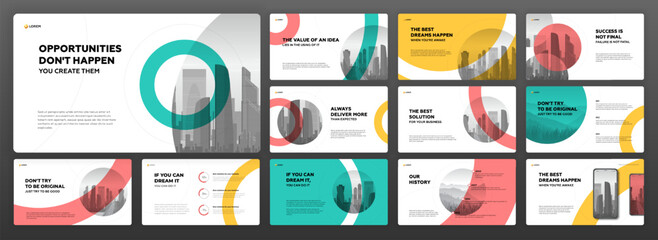 Wall Mural - modern powerpoint presentation templates set. use for creative keynote presentation background, broc