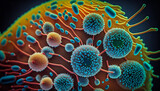 Fototapeta  - Macro Illustration of a Bacterial Infection - Generative AI