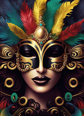 Brazilian Carnival, music festival, masquerade flyer template stock illustration Carnival - Celebration Event, Mardi Gras, Pattern, Backgrounds, Brazil