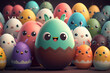 Easter egg character. Cute adorable easter background, ai generated, Generative AI