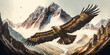 Eagle soaring over mountain peaks