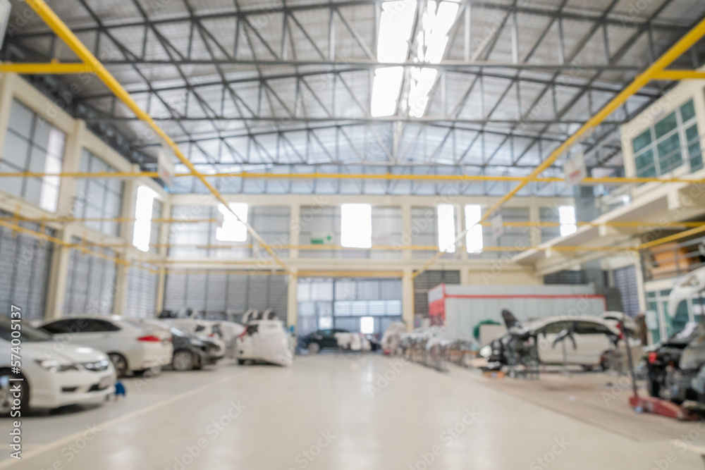 car service centre auto repair body paint workshop blurred background ...