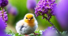 A Springtime Garden Of Chicks And Lilacs Generative AI