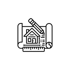 Poster - building plan vector icon. real estate icon outline style. perfect use for logo, presentation, website, and more. simple modern icon design line style