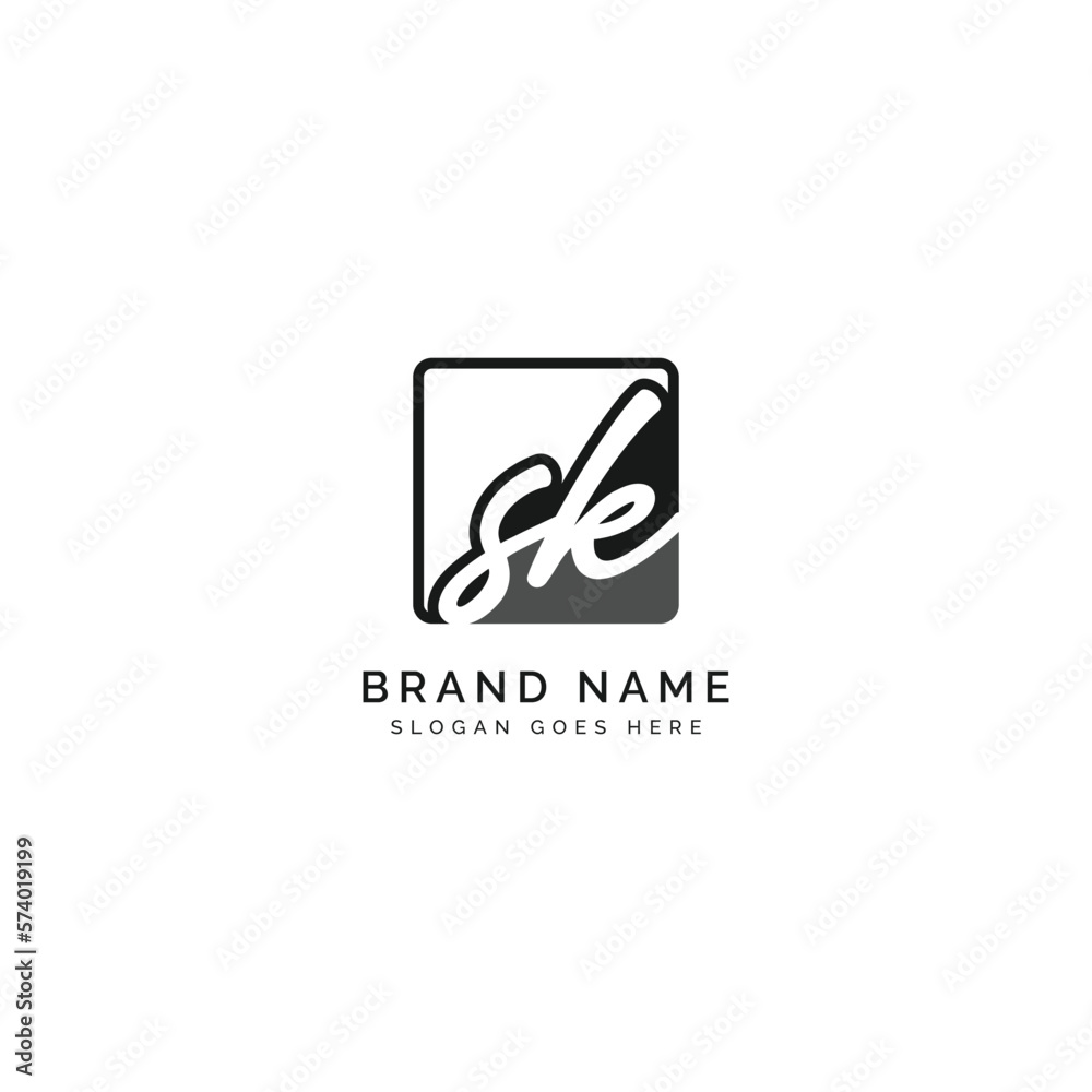 S, K, SK Initial letter handwritten and signature vector image template ...