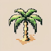 8 Bit Palm Tree T-shirt Print, Generative AI
