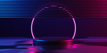 3d Illustration Rendering Of Futuristic Cyberpunk City, Gaming Wallpaper Scifi Background, A Esports Gamer Vs Banner Sign Of Neon Glow, Versus Player Challenge