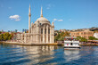 Ortakoy mosque on the shore of Bosphorus in Istanbul, Turkey