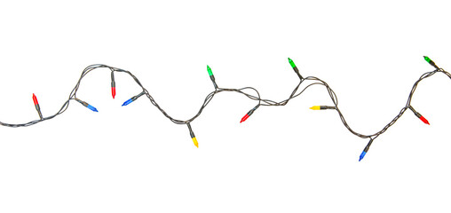 Wall Mural - string of christmas lights isolated on white background with clipping path