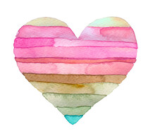 Png Watercolor Strip Pink Heart Shape Painting On Transparent Background.