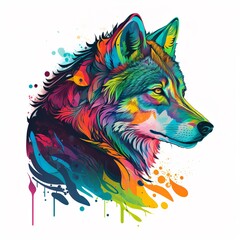 Naklejka na meble beautiful portrait of a wolf in logo style with nice colors
