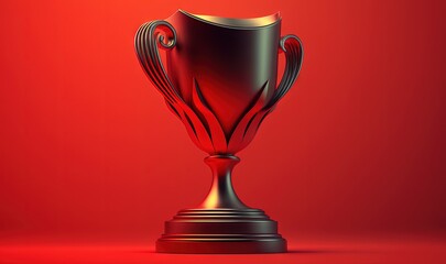 Wall Mural -  a red and black trophy on a red background with a red background and a red wall in the background with a red and black trophy.  generative ai