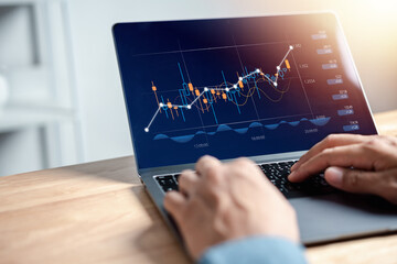 Aufkleber - Investor Planning and strategy, Stock market, business people working with technical price graph and indicator, candlestick chart and stock trading computer screen financial investment growth concept