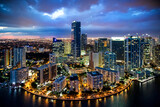 Fototapeta Miasto - Four Seasons Hotel,Brickell Miami Downtown,.Aerial View,Miami,South Florida,Dade,Florida,USA