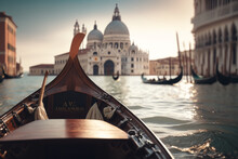 A Gondola Ride In Venice Italy, With The Stunning Architecture And Canals Of The City In The Background.