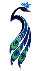 Wall Mural - peacock luxury logo monoline classic. decortion for card design. abstract sign for mug,t-shirt,phone