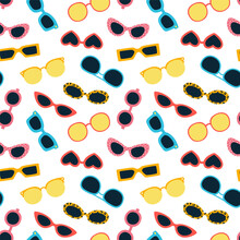 Vector Seamless Pattern With Sunglasses On A White Background