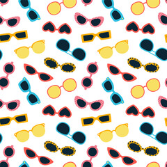 Vector seamless pattern with sunglasses on a white background