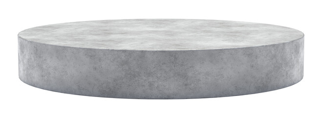 Gray concrete stone podium for product placement isolated on transparent background