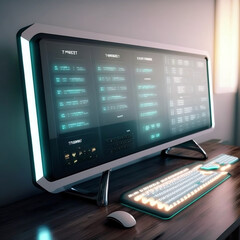 computer monitor with mouse and keyboard