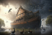 Noah's Ark, Biblical Illustration, Generative Ai