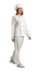 Sticker - Female baker in uniform on white background