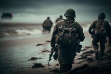 Normandy Beaches: Remembering The Sacrifice And Heroism Of WW2 Soldiers - Ai Generative