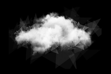 Wall Mural - Realistic white soft cloud on black background.