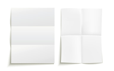vector folded white paper with realistic texture
