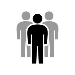 Poster - Simple Basic Leader and Group of People Communication or Team Work Icon. Vector Image.