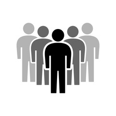 Poster - Simple Basic Leader and Group of People Communication or Team Work Icon. Vector Image.