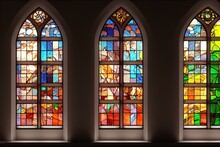Stained Glass Window In Church. Ia Generative. Generative AI