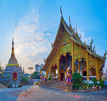 Wat Chetawan Temple At Sunset, Chiang Mai, Thailand